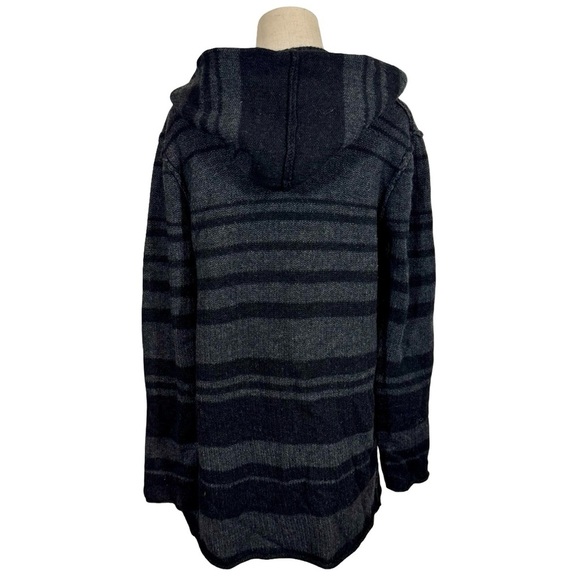Vince Sophie Variegated Stripe Hooded Yak Wool Blanket Cardigan - Picture 3 of 9